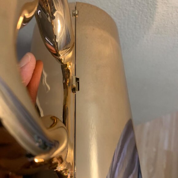 Neiman Marcus Gold Acrylic Cylindrical Clutch Bag with Detachable Chain - Picture 5 of 5